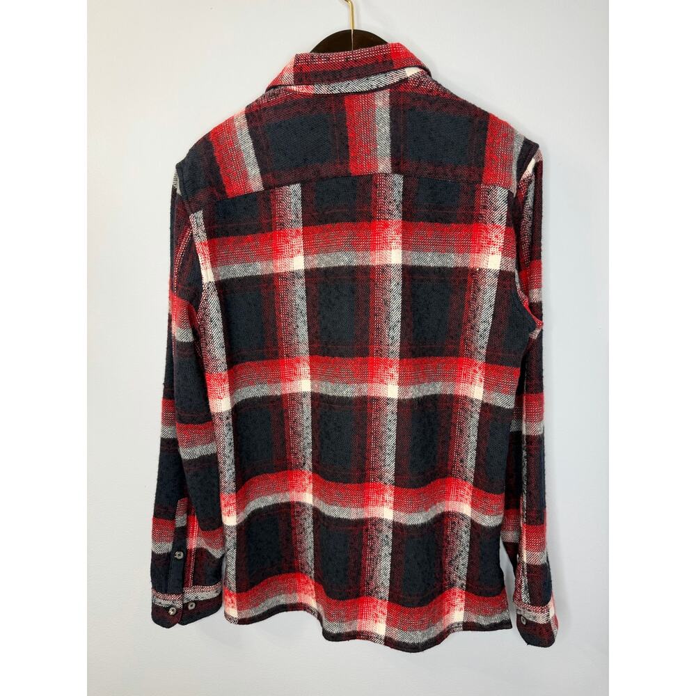 John Varvatos Farron Wool Flannel Plaid Button-Up Long-Sleeve Shirt Sz M - Picture 10 of 12